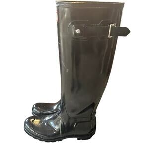 Hunter Original Tall Gloss Women's Rain Boots - Black Size 8 EU 39 UK 6